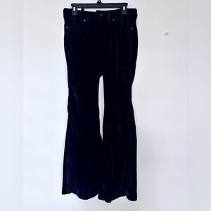 Wrangler Retro Velvet Pants Women’s 29x32 Black Flare Bottoms High Rise Stretch